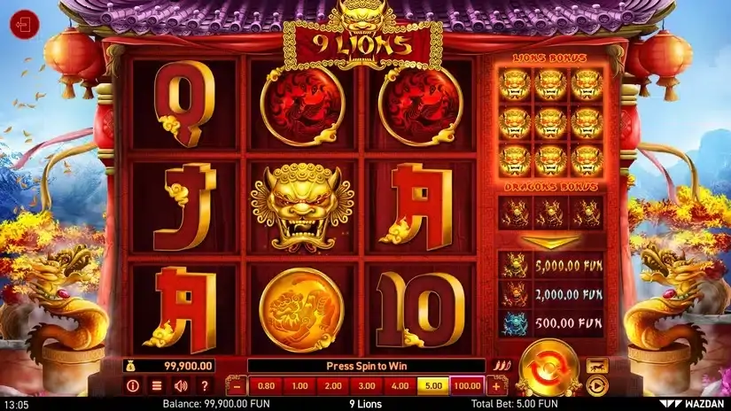 9 Lions slot screenshot 3
