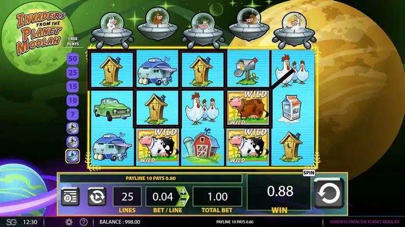 Invaders from the Planet Moolah slot screenshot 2