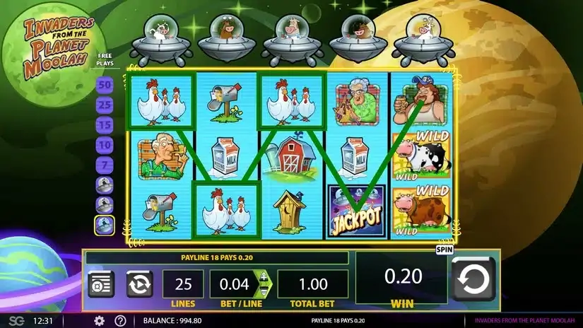 Invaders from the Planet Moolah slot screenshot 