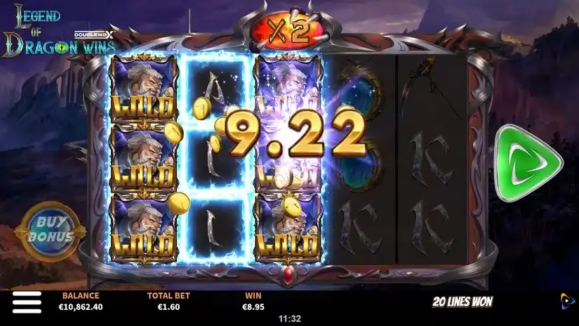 Legend of the Dragon Wins DoubleMax slot screenshot 