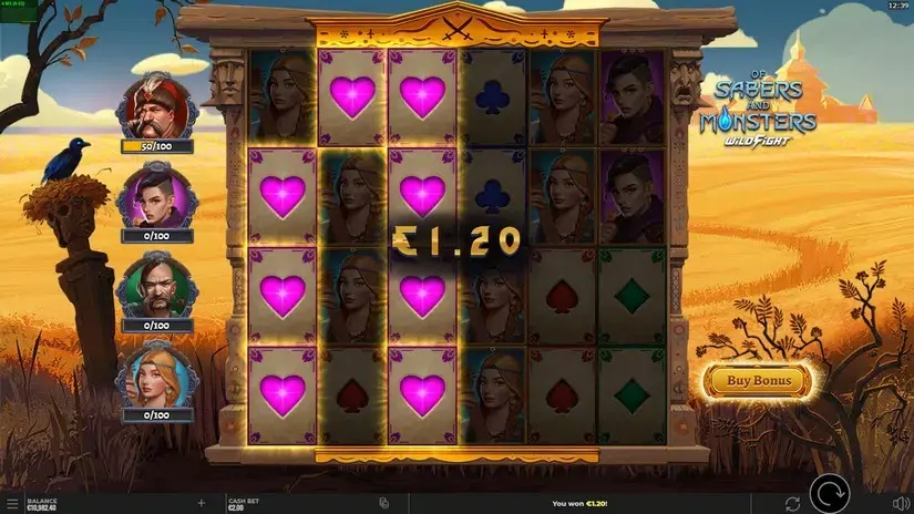 Of Sabers and Monsters slot screenshot 2