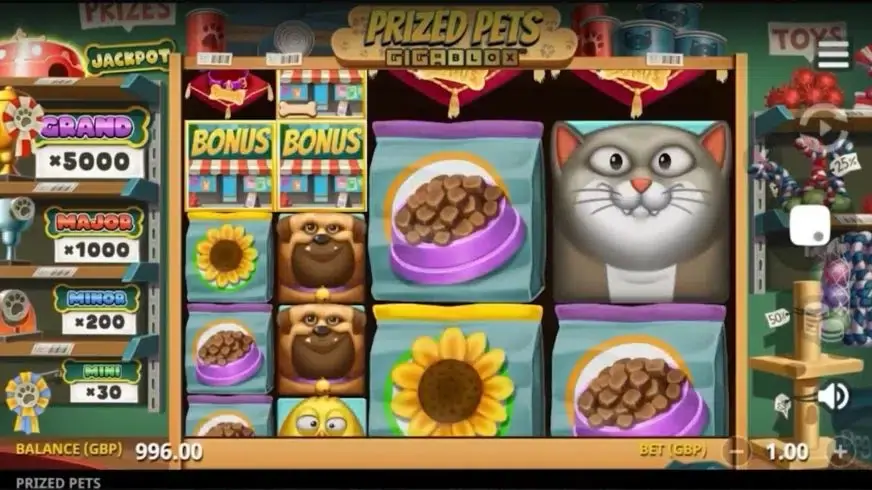 Prized Pets Gigablox slot screenshot 1
